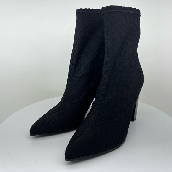 Fergie Taryn Ankle Boot Booties Black Basketweave Geometric Dressy Office Career - Picture 3 of 15